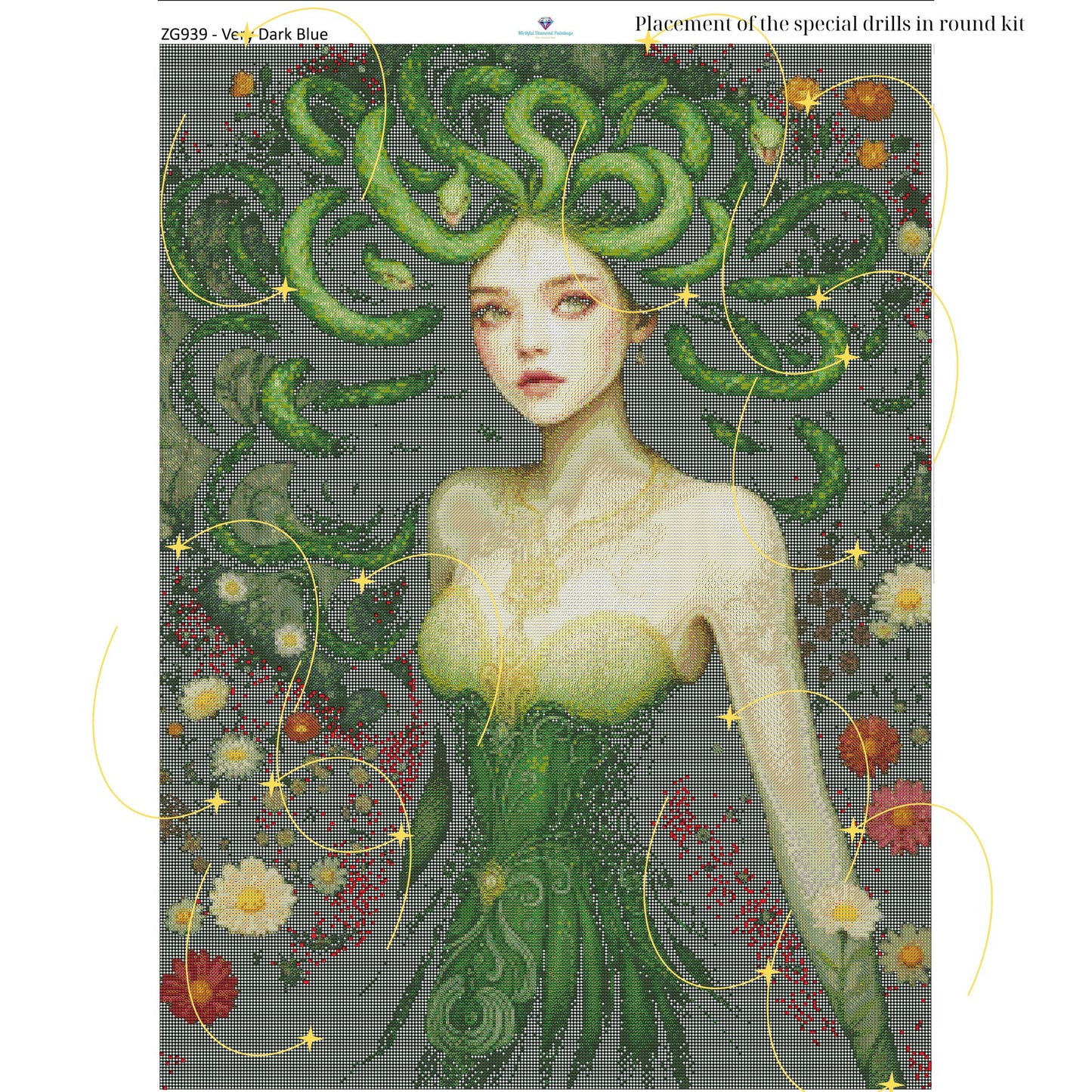 Medusa Diamond Painting Kit – 70x95cm | Round or Square Drills - Mirthful Diamond Paintings