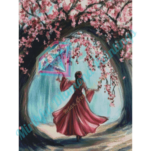 The Dance of the Cherry Blossoms – 60x80cm Diamond Painting Kit | Square Resin or Round Acrylic Drills