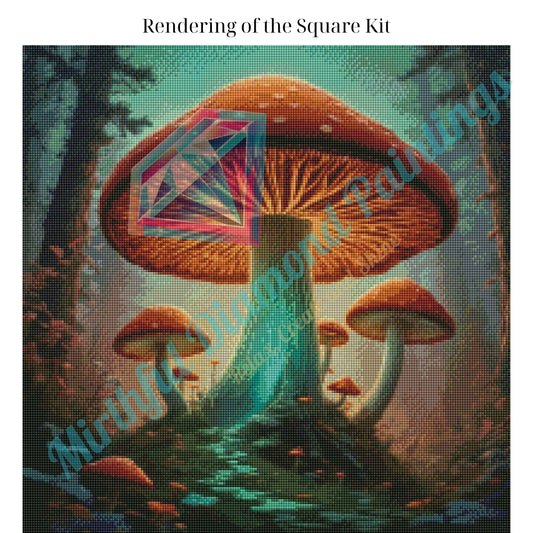 Enchanted Fungi Grove – 50x50cm Diamond Painting Kit | Square Resin or Round Acrylic Drills