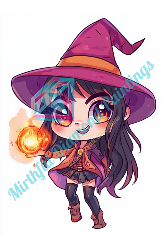 Mini Chibi Collection - Witches. 6 Canvases 15x20cm Premium Diamond Painting Kit Hand charted
