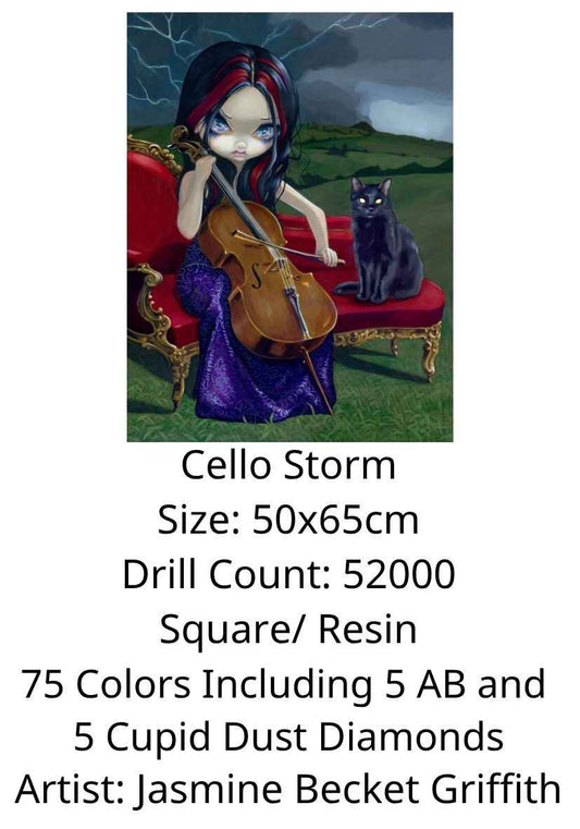 Cello Storm by Jasmine Becket Griffith - Premium Diamond Painting kit 50x65cm