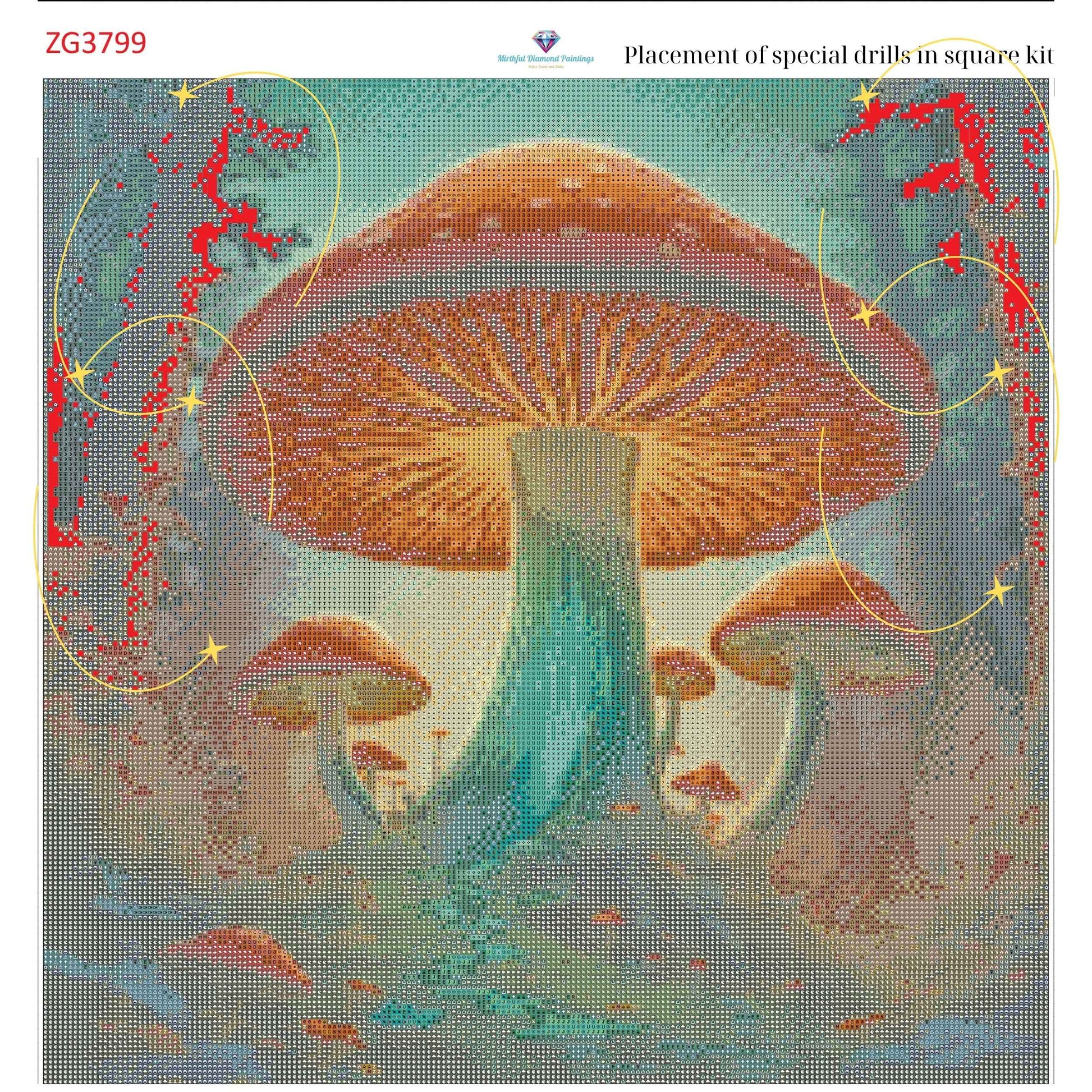 Enchanted Fungi Grove – 50x50cm Diamond Painting Kit | Square Resin or Round Acrylic Drills