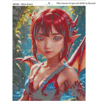 Emberborn Enchantress – 50x65cm Diamond Painting Kit | Fiery Fantasy Dragon Girl Design