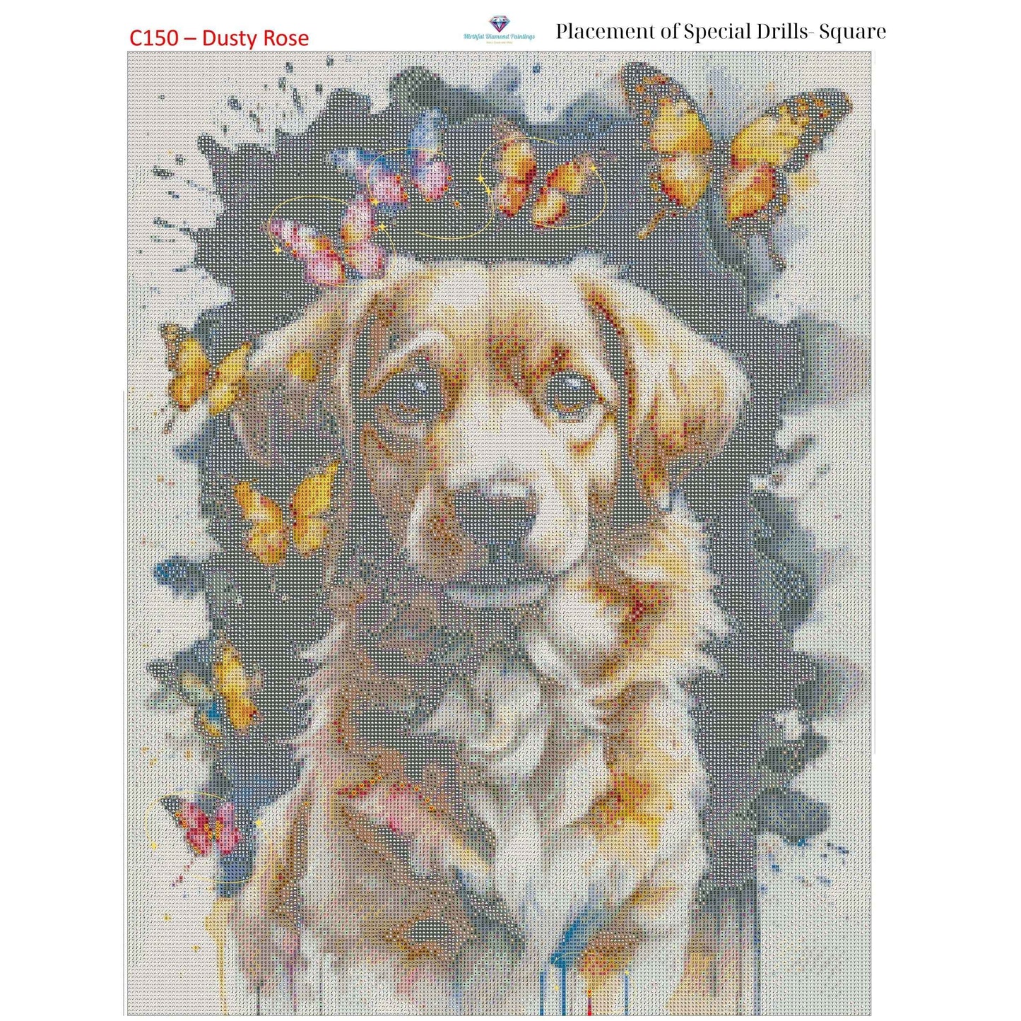 Dog of Butterflies – 50x65cm Diamond Painting Kit | Whimsical Watercolor-Inspired Design