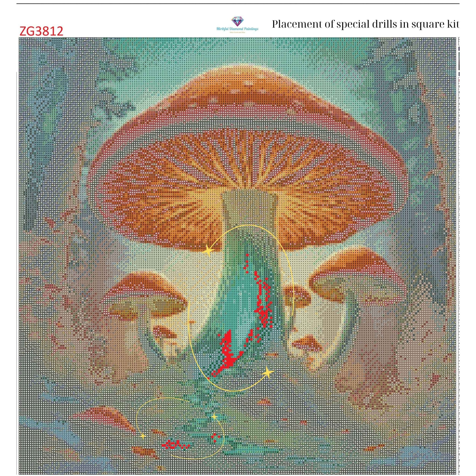 Enchanted Fungi Grove – 50x50cm Diamond Painting Kit | Square Resin or Round Acrylic Drills