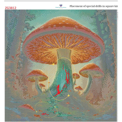 Enchanted Fungi Grove – 50x50cm Diamond Painting Kit | Square Resin or Round Acrylic Drills