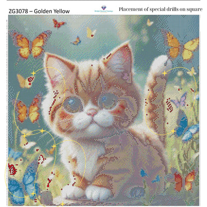 Kitty of Butterflies – Premium Diamond Painting Kit (50x50cm) Square Resin OR Round Acrylic Drills | Fantasy Cat DIY Art