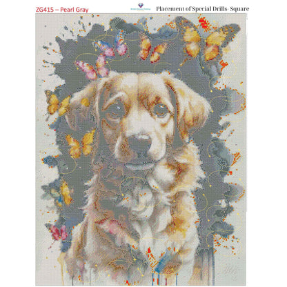 Dog of Butterflies – 50x65cm Diamond Painting Kit | Whimsical Watercolor-Inspired Design