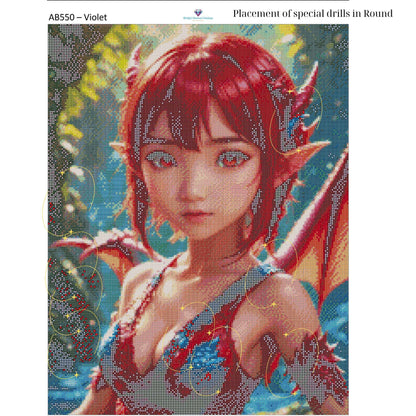 Emberborn Enchantress – 50x65cm Diamond Painting Kit | Fiery Fantasy Dragon Girl Design
