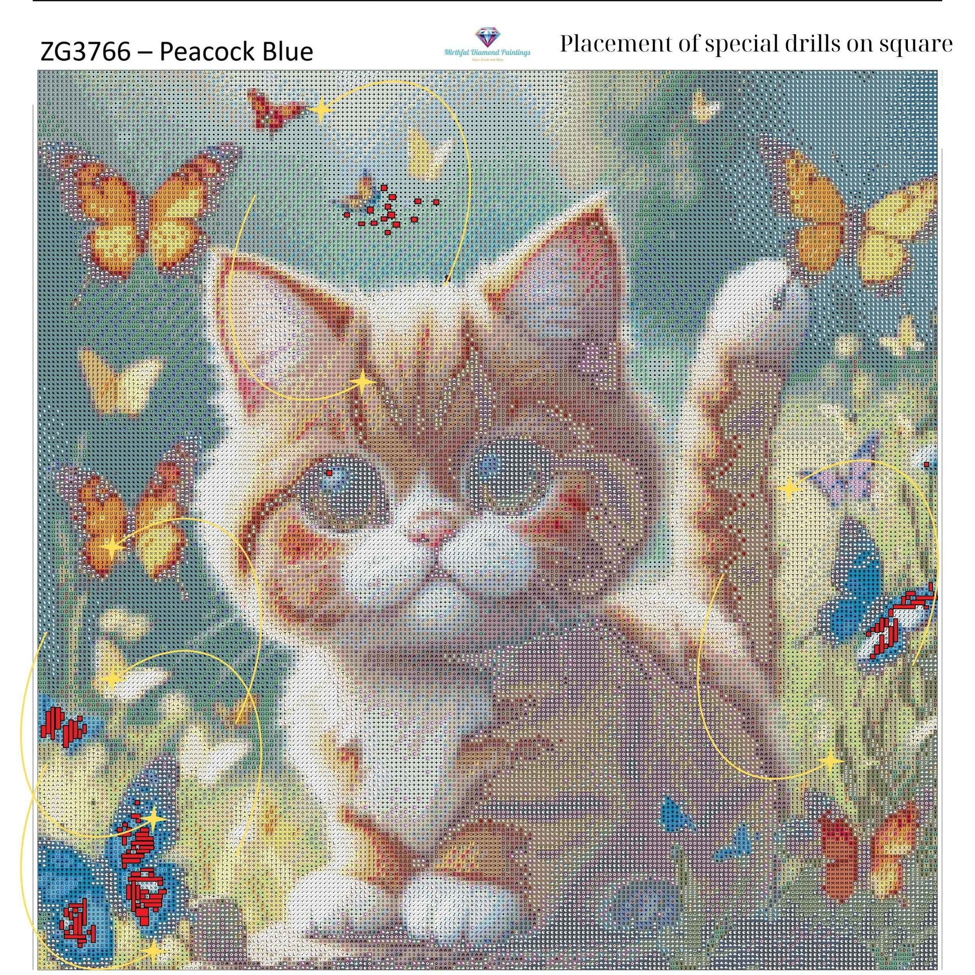 Kitty of Butterflies – Premium Diamond Painting Kit (50x50cm) Square Resin OR Round Acrylic Drills | Fantasy Cat DIY Art
