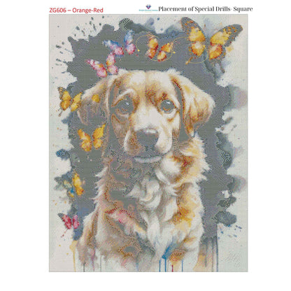 Dog of Butterflies – 50x65cm Diamond Painting Kit | Whimsical Watercolor-Inspired Design