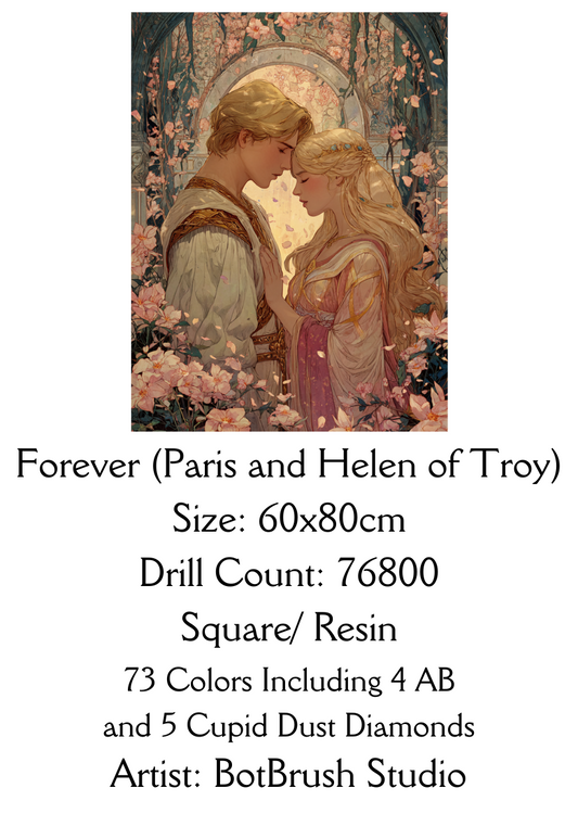 Forever (Paris and Helen of Troy)  - Premium Diamond Painting Kit 60x80cm