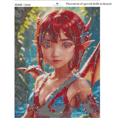 Emberborn Enchantress – 50x65cm Diamond Painting Kit | Fiery Fantasy Dragon Girl Design