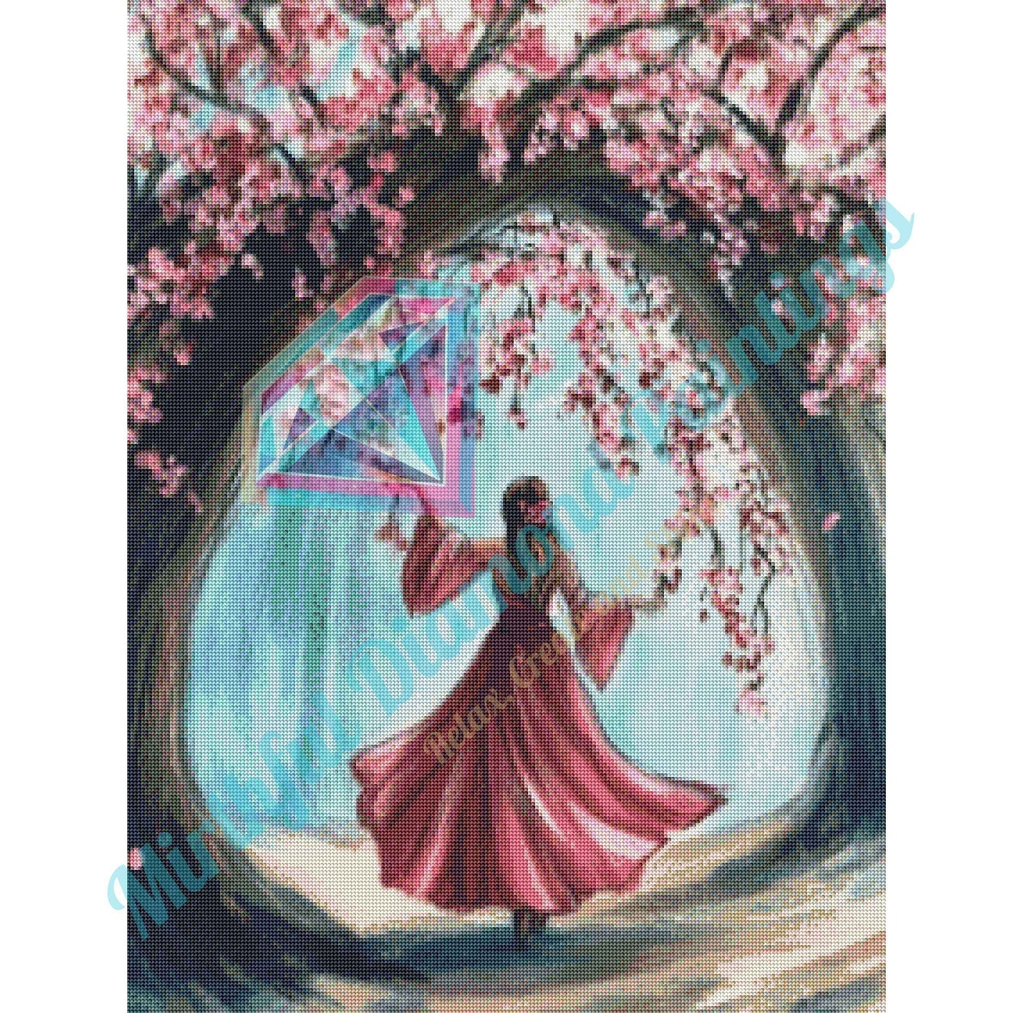 The Dance of the Cherry Blossoms – 60x80cm Diamond Painting Kit | Square Resin or Round Acrylic Drills