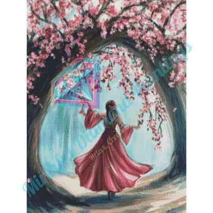 The Dance of the Cherry Blossoms – 60x80cm Diamond Painting Kit | Square Resin or Round Acrylic Drills