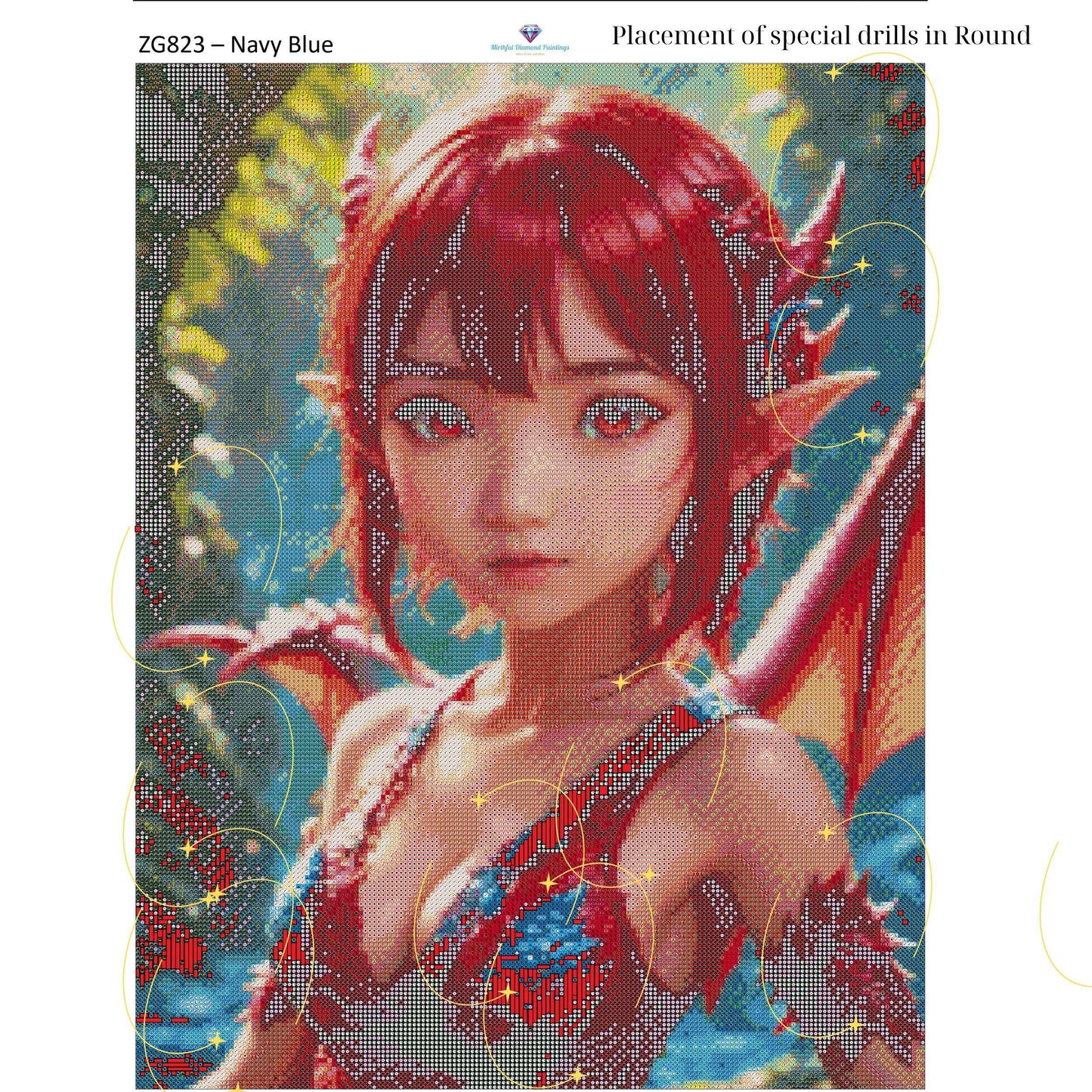 Emberborn Enchantress – 50x65cm Diamond Painting Kit | Fiery Fantasy Dragon Girl Design