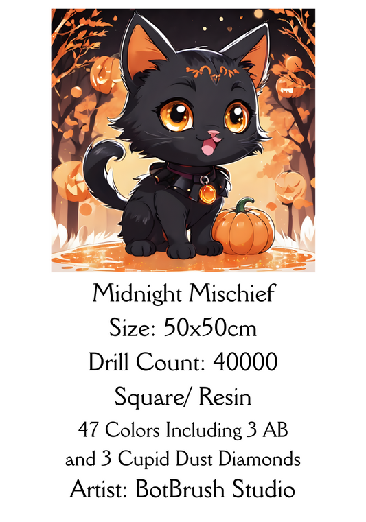 Midnight Mischief – Premium Diamond Painting Kit 50x50cm