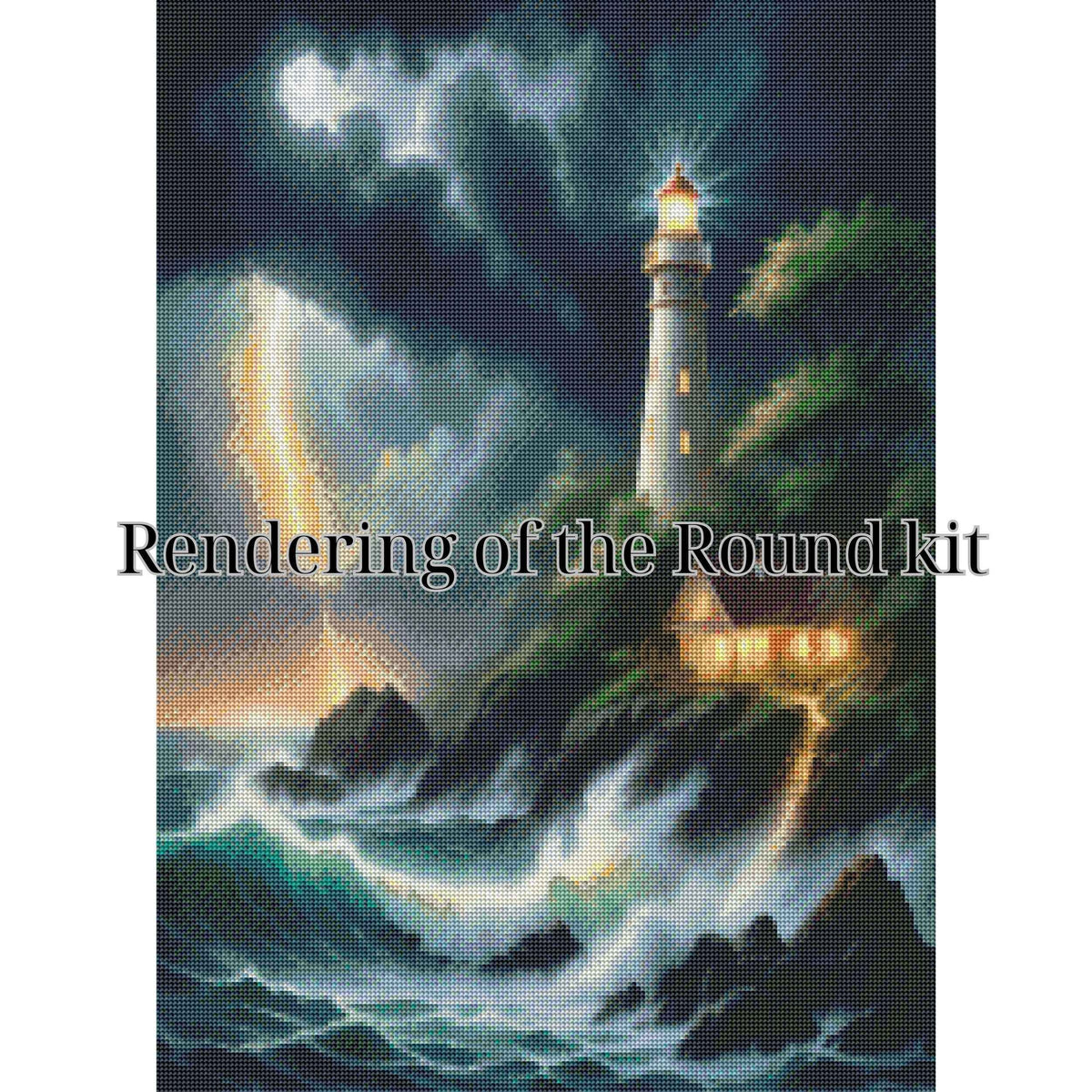 🌊 Guiding Light – Coastal Storm Lighthouse Diamond Painting Kit (50x70cm)