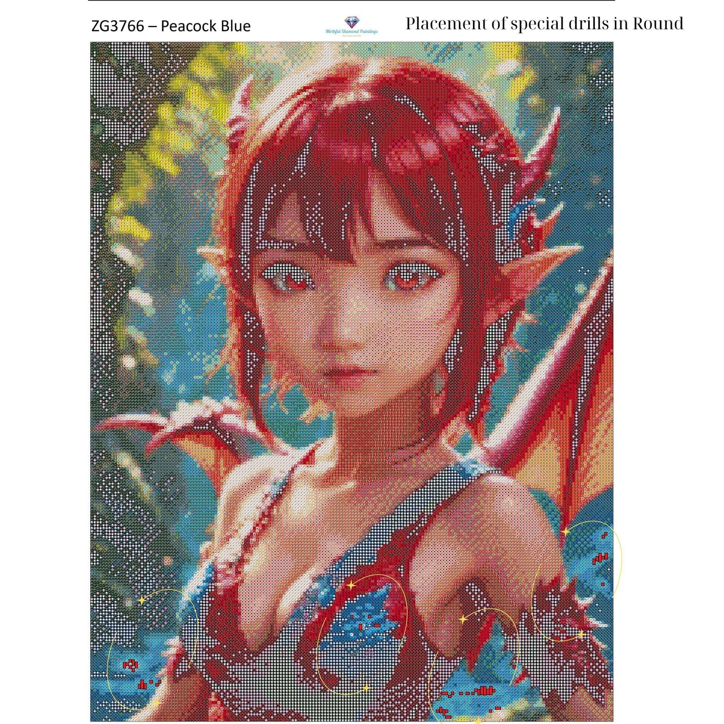 Emberborn Enchantress – 50x65cm Diamond Painting Kit | Fiery Fantasy Dragon Girl Design