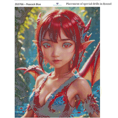 Emberborn Enchantress – 50x65cm Diamond Painting Kit | Fiery Fantasy Dragon Girl Design