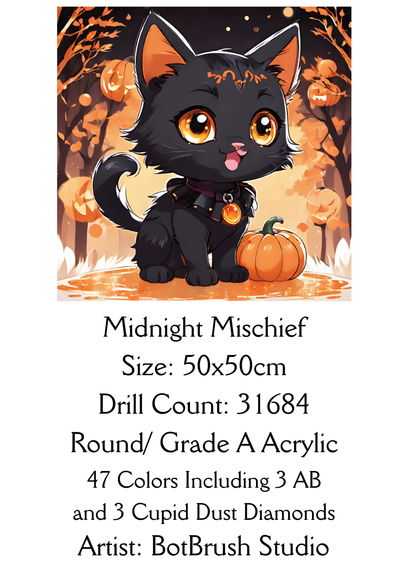 Midnight Mischief – Premium Diamond Painting Kit 50x50cm