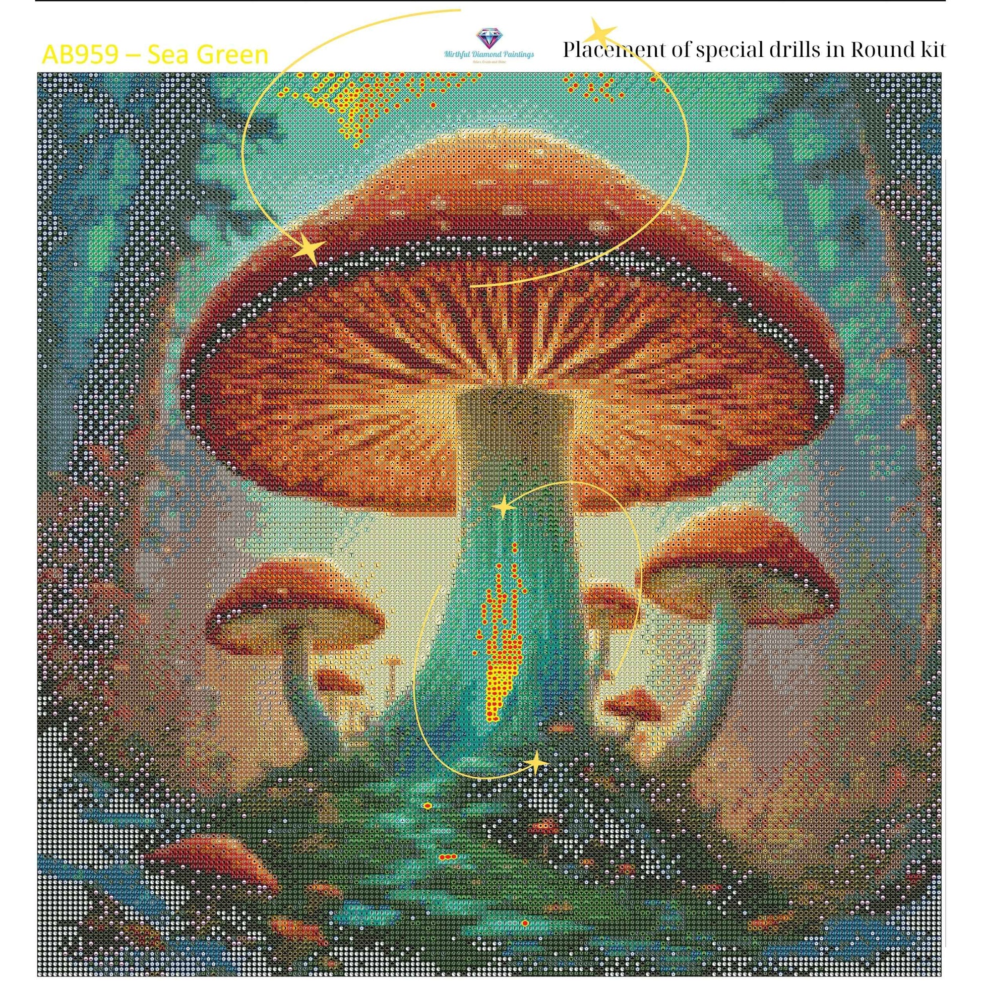 Enchanted Fungi Grove – 50x50cm Diamond Painting Kit | Square Resin or Round Acrylic Drills