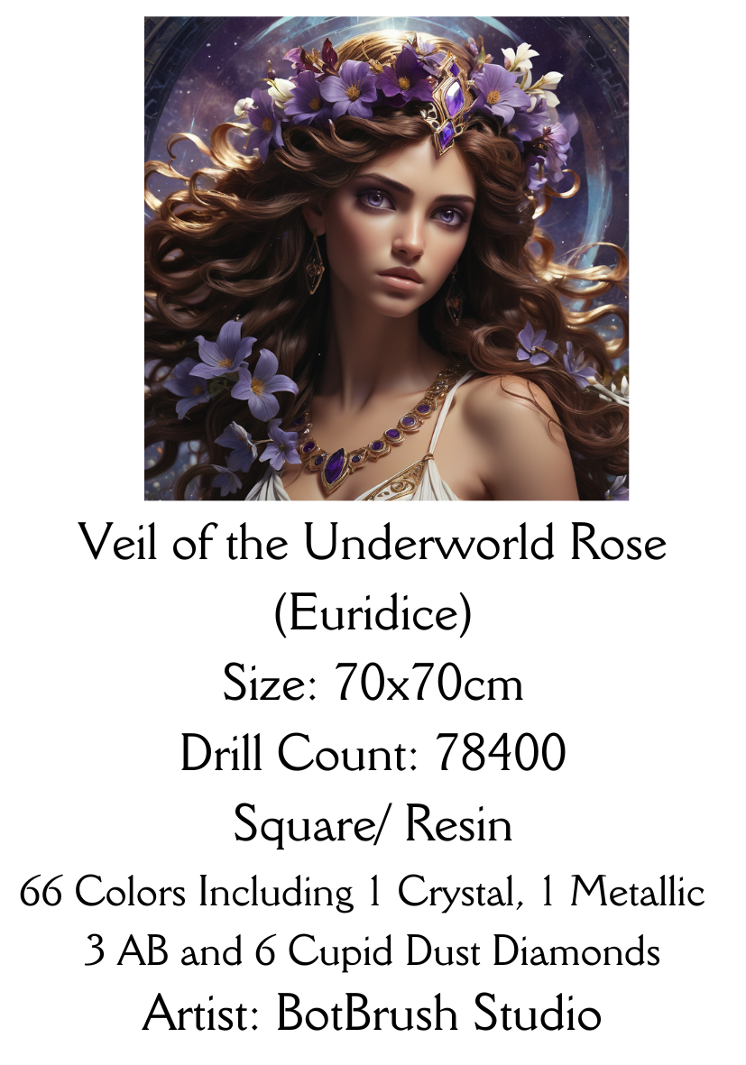 The Veil of the Underworld Rose (Euridice) – Premium Diamond Painting Kit 70x70cm