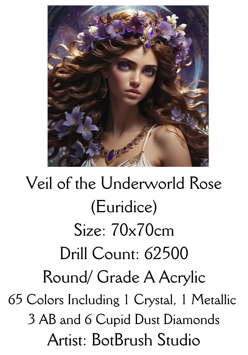 The Veil of the Underworld Rose (Euridice) – Premium Diamond Painting Kit 70x70cm