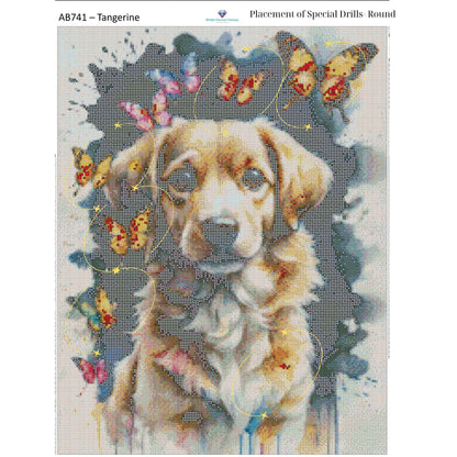 Dog of Butterflies – 50x65cm Diamond Painting Kit | Whimsical Watercolor-Inspired Design