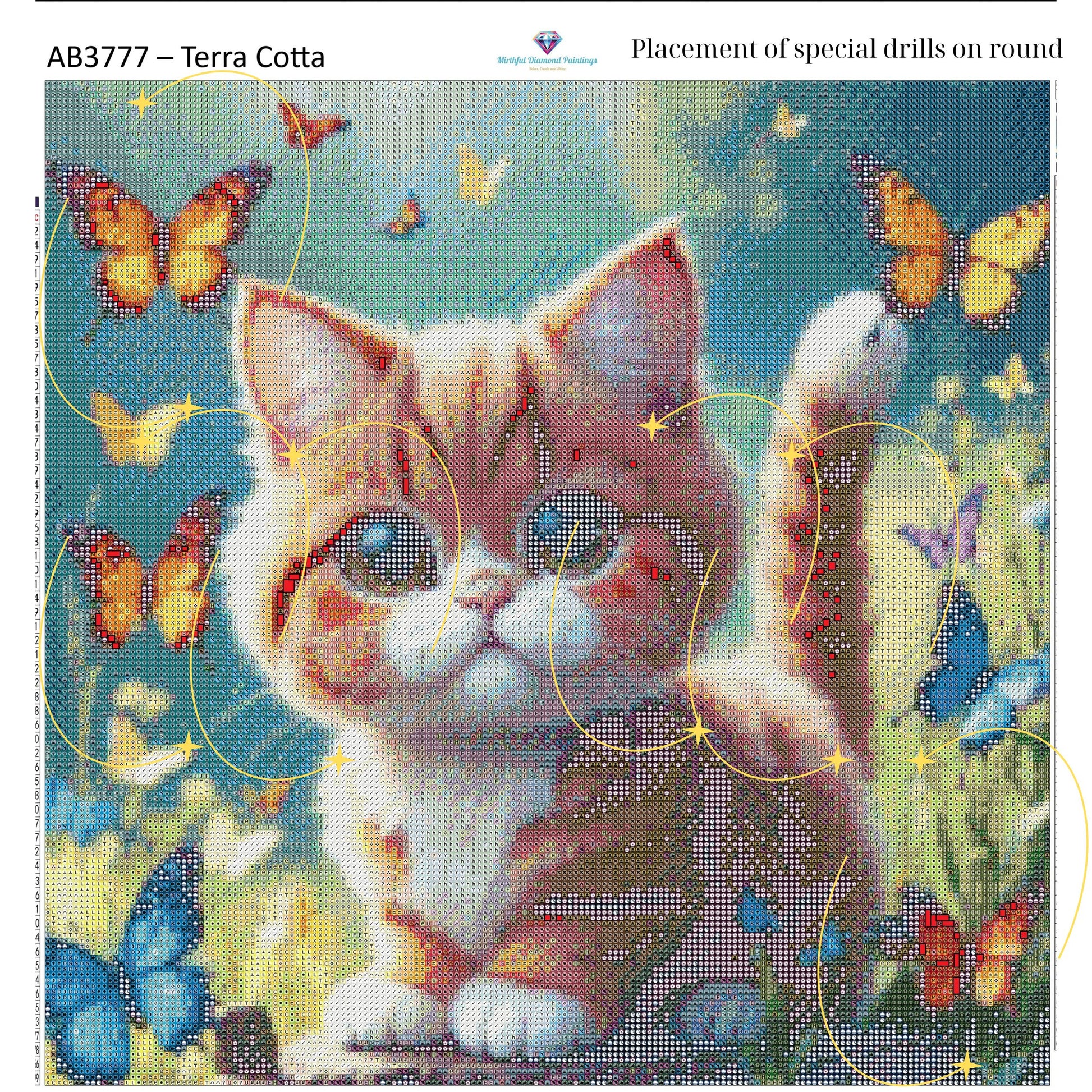 Kitty of Butterflies – Premium Diamond Painting Kit (50x50cm) Square Resin OR Round Acrylic Drills | Fantasy Cat DIY Art - Mirthful Diamond Paintings