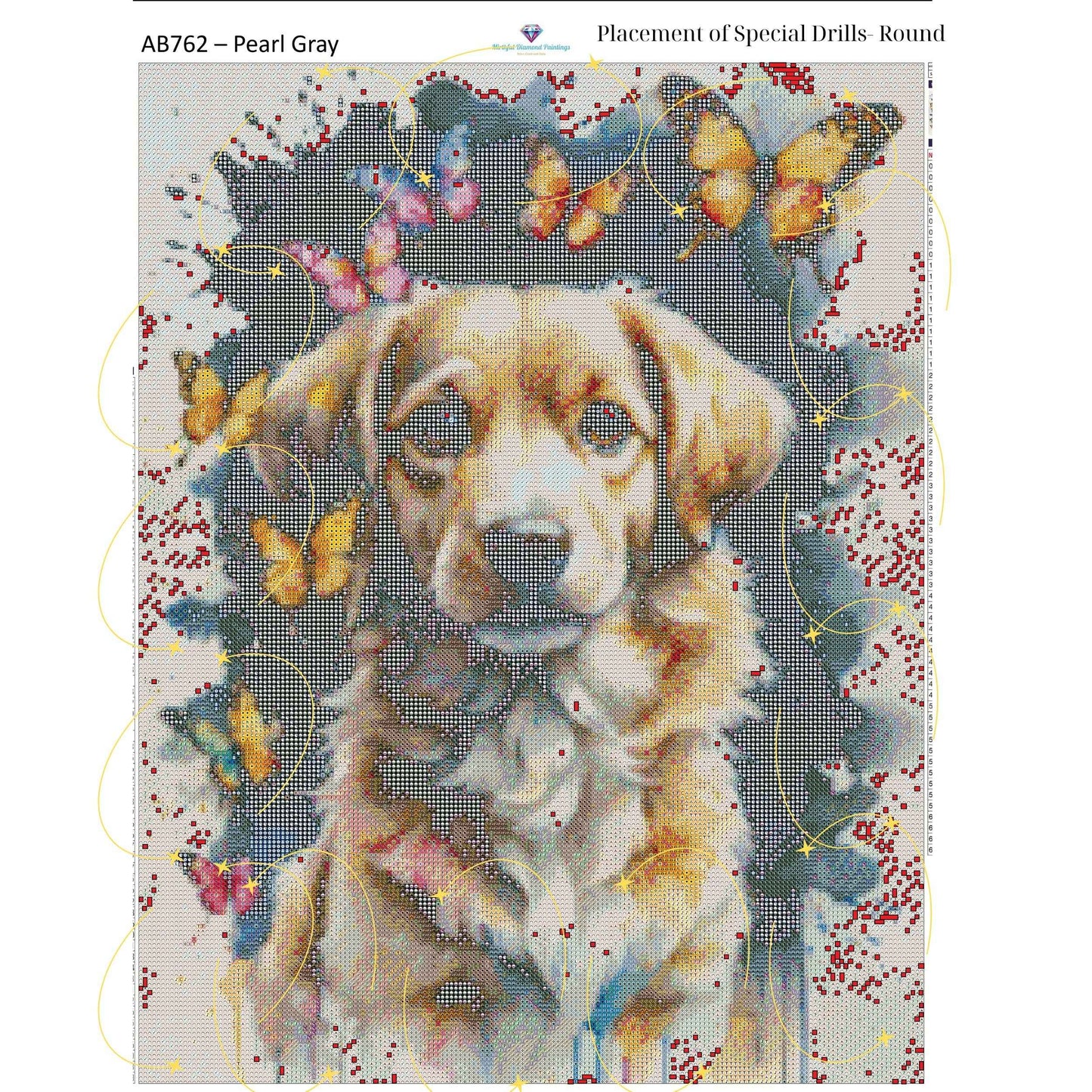 Dog of Butterflies – 50x65cm Diamond Painting Kit | Whimsical Watercolor-Inspired Design