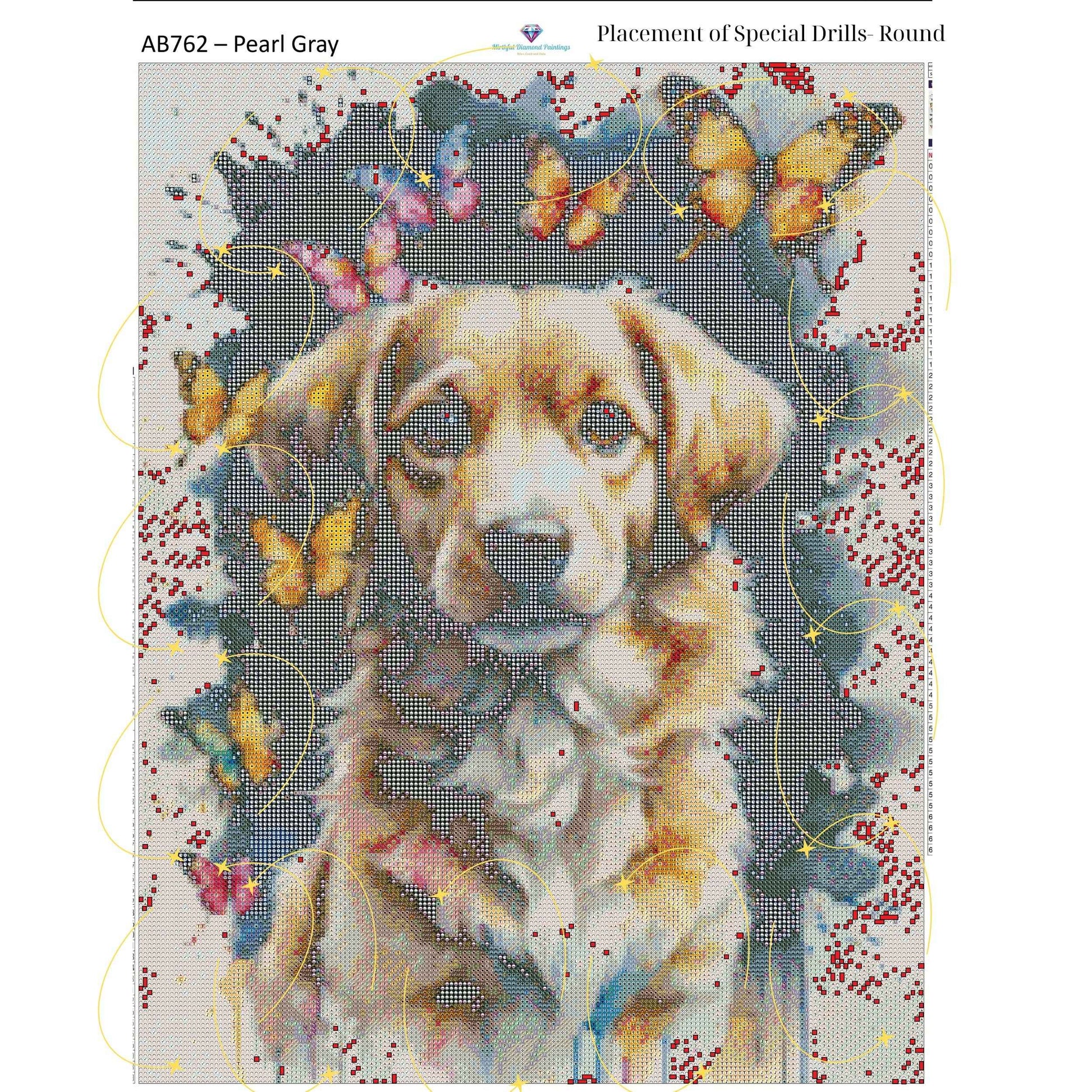 Dog of Butterflies – 50x65cm Diamond Painting Kit | Whimsical Watercolor-Inspired Design