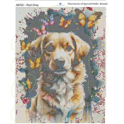 Dog of Butterflies – 50x65cm Diamond Painting Kit | Whimsical Watercolor-Inspired Design