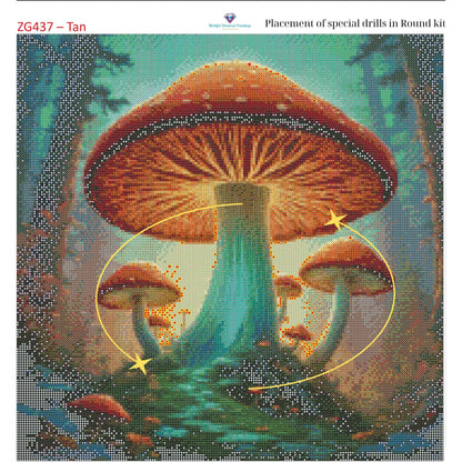 Enchanted Fungi Grove – 50x50cm Diamond Painting Kit | Square Resin or Round Acrylic Drills