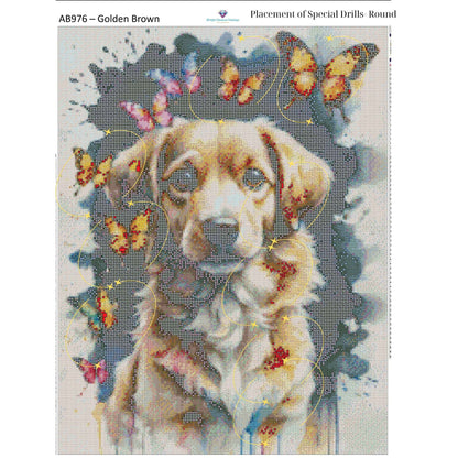 Dog of Butterflies – 50x65cm Diamond Painting Kit | Whimsical Watercolor-Inspired Design