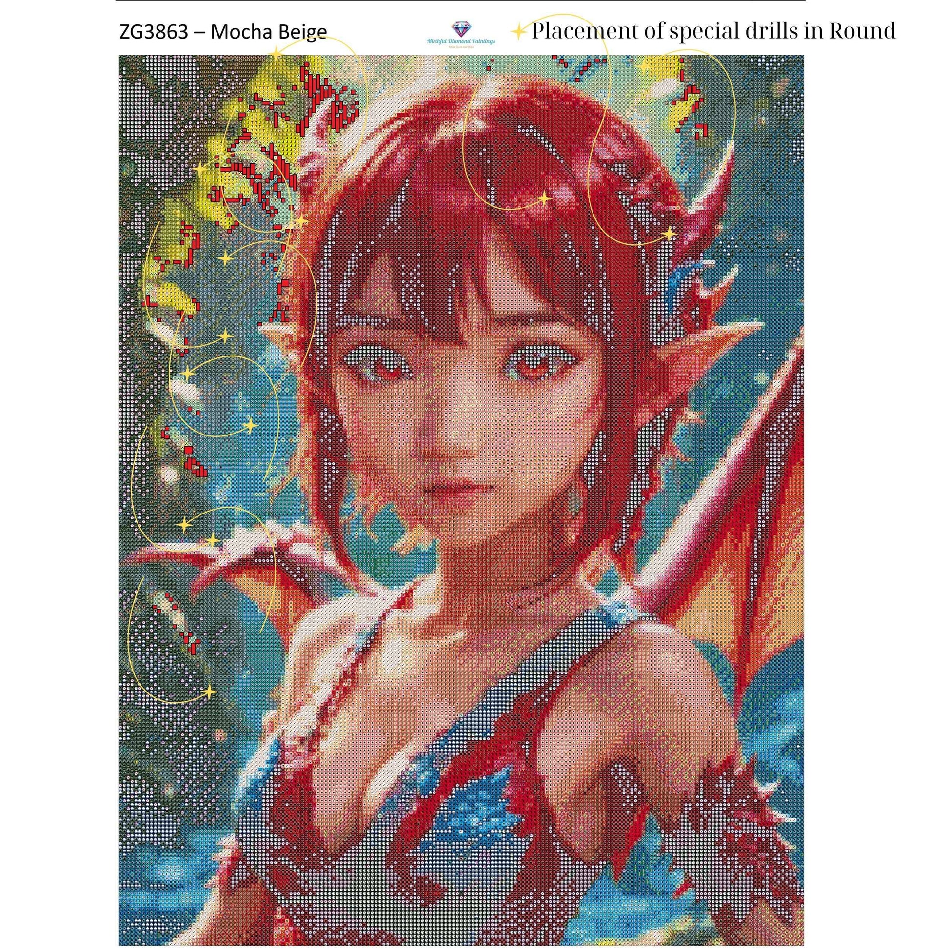 Emberborn Enchantress – 50x65cm Diamond Painting Kit | Fiery Fantasy Dragon Girl Design