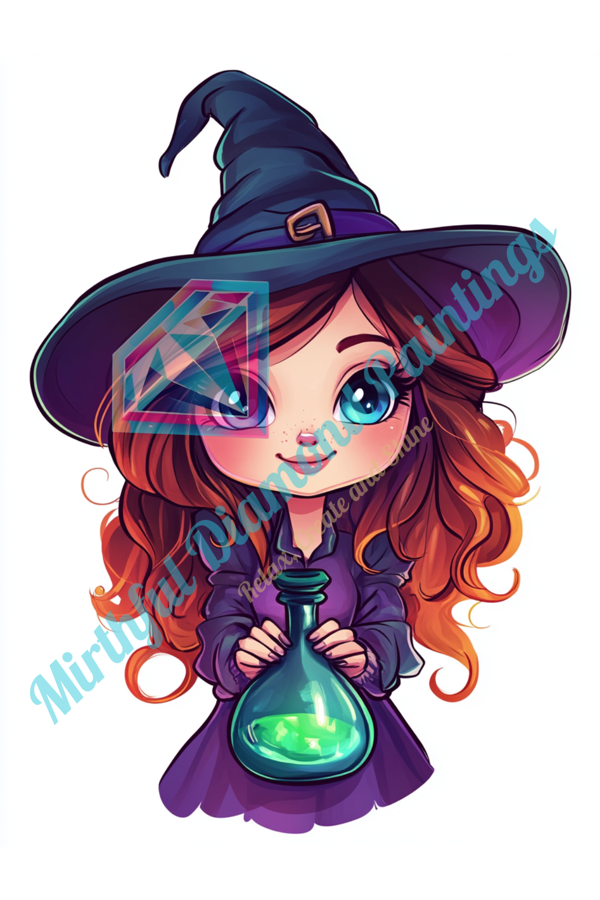 Mini Chibi Collection - Witches. 6 Canvases 15x20cm Premium Diamond Painting Kit Hand charted