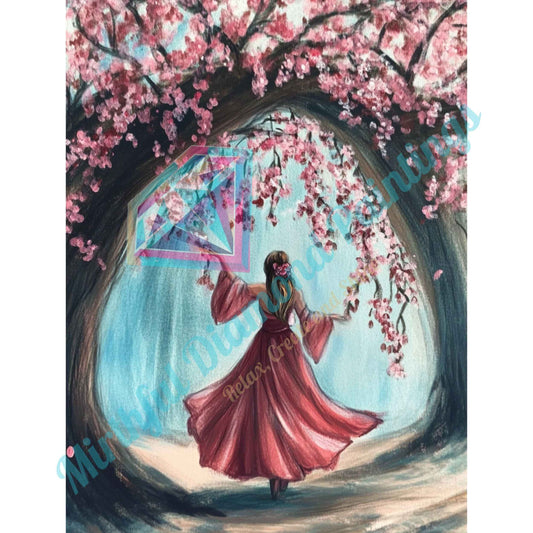 The Dance of the Cherry Blossoms – 60x80cm Diamond Painting Kit | Square Resin or Round Acrylic Drills