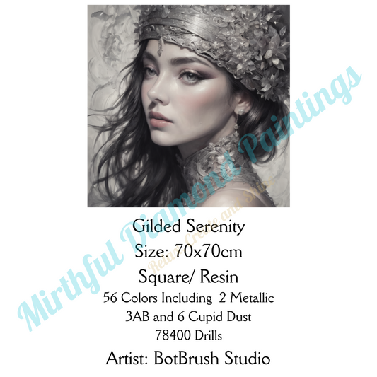 Gilded Serenity – Premium Diamond Painting Kit by BotBrush Studio Size: 70x70 cm (27.5 x 27.5 inches) Drill Options: Resin Square or Grade A Acrylic Round - Mirthful Diamond Paintings