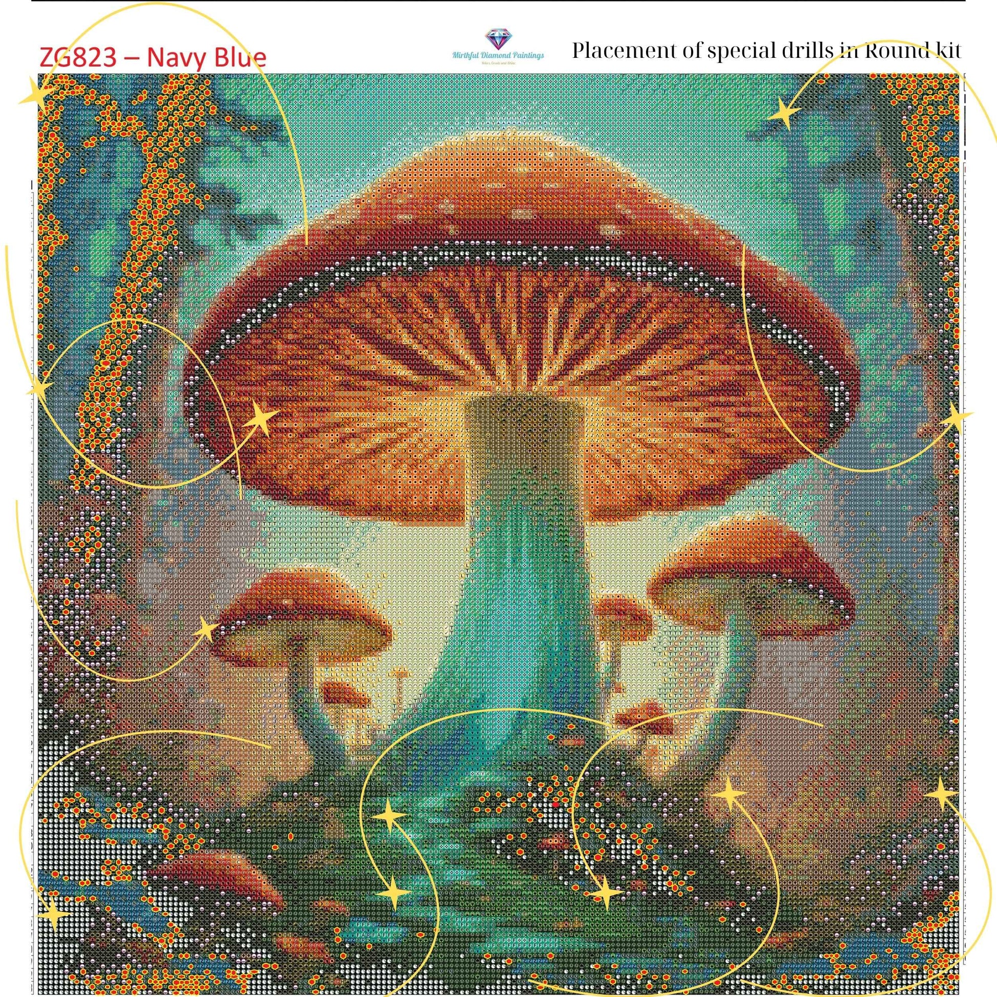 Enchanted Fungi Grove – 50x50cm Diamond Painting Kit | Square Resin or Round Acrylic Drills