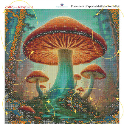 Enchanted Fungi Grove – 50x50cm Diamond Painting Kit | Square Resin or Round Acrylic Drills