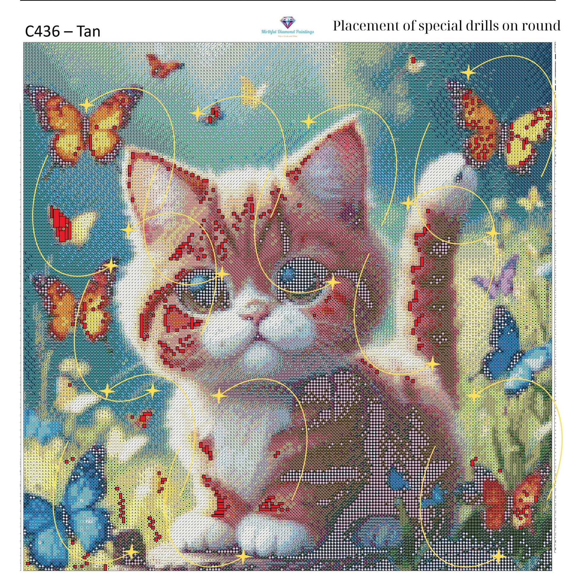 Kitty of Butterflies – Premium Diamond Painting Kit (50x50cm) Square Resin OR Round Acrylic Drills | Fantasy Cat DIY Art - Mirthful Diamond Paintings