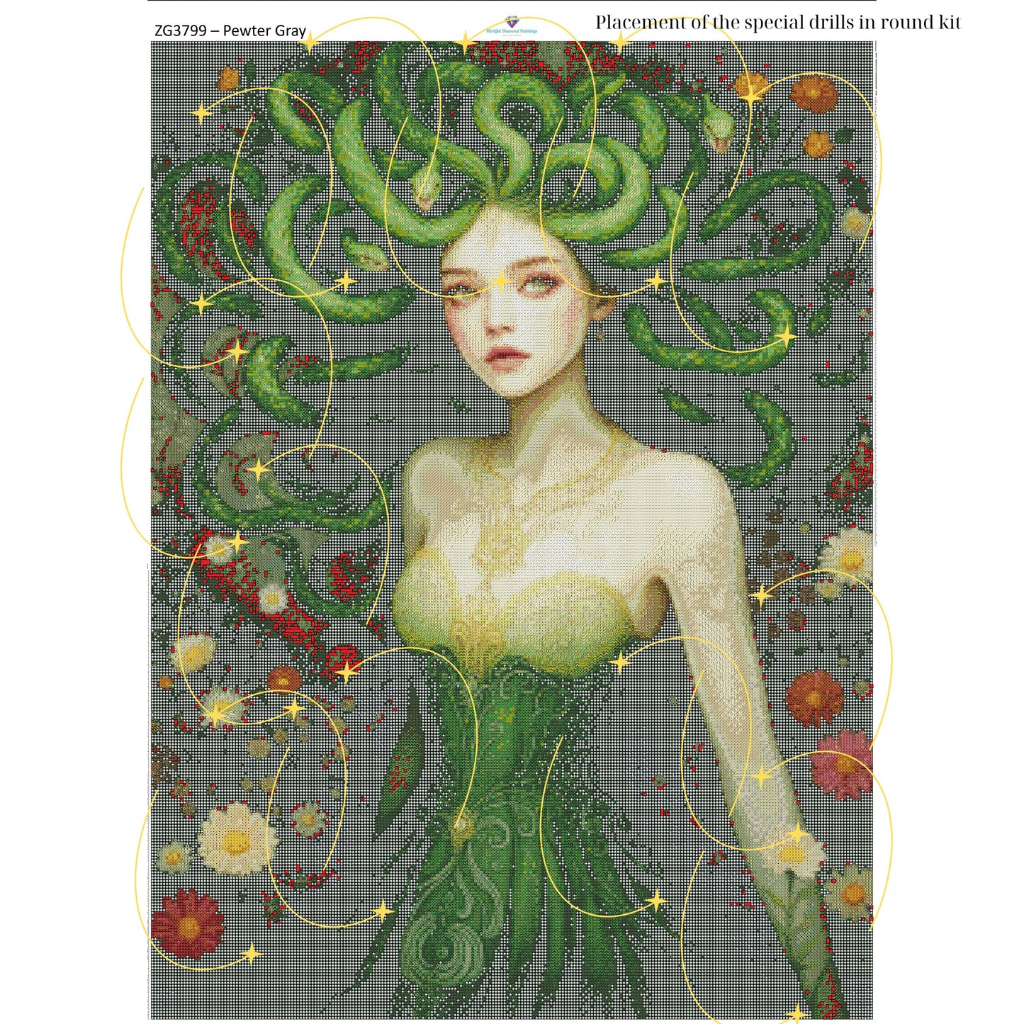 Medusa Diamond Painting Kit – 70x95cm | Round or Square Drills - Mirthful Diamond Paintings