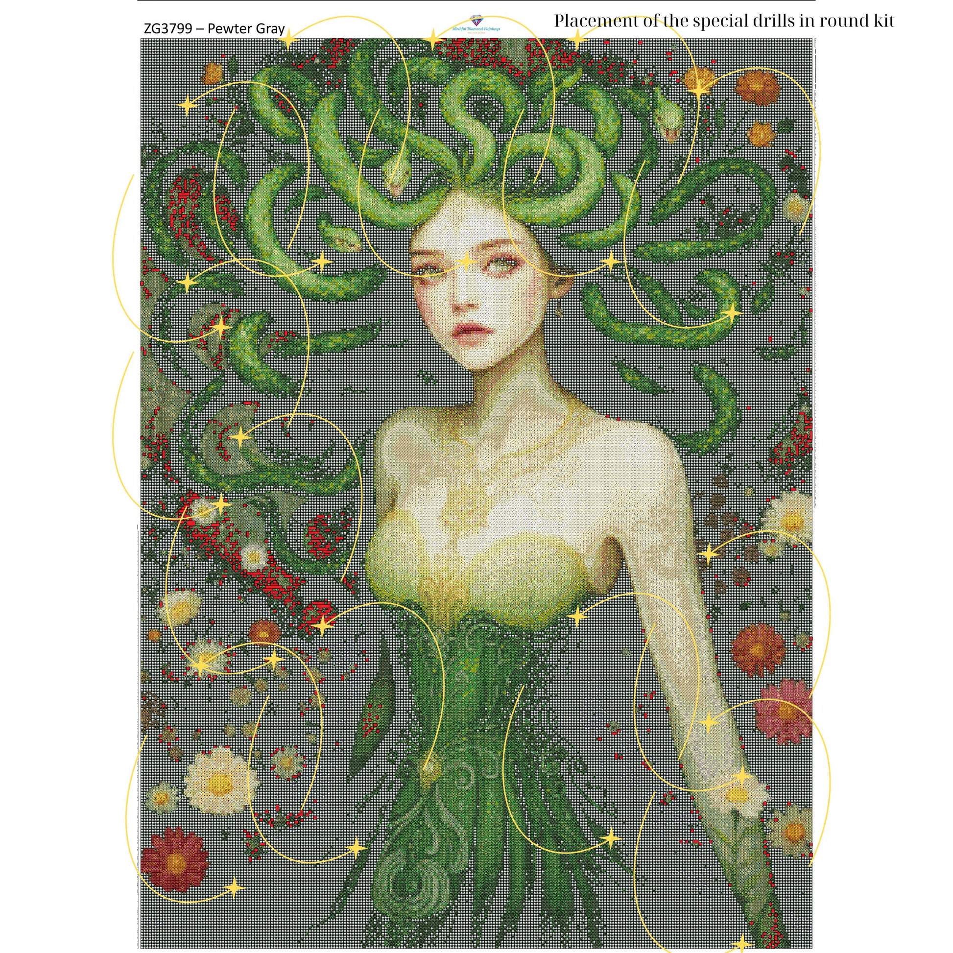 Medusa Diamond Painting Kit – 70x95cm | Round or Square Drills - Mirthful Diamond Paintings