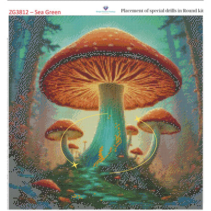 Enchanted Fungi Grove – 50x50cm Diamond Painting Kit | Square Resin or Round Acrylic Drills