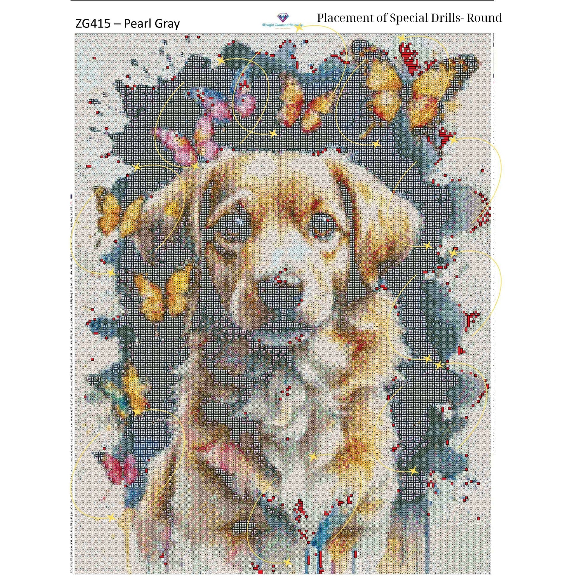 Dog of Butterflies – 50x65cm Diamond Painting Kit | Whimsical Watercolor-Inspired Design