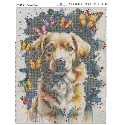Dog of Butterflies – 50x65cm Diamond Painting Kit | Whimsical Watercolor-Inspired Design