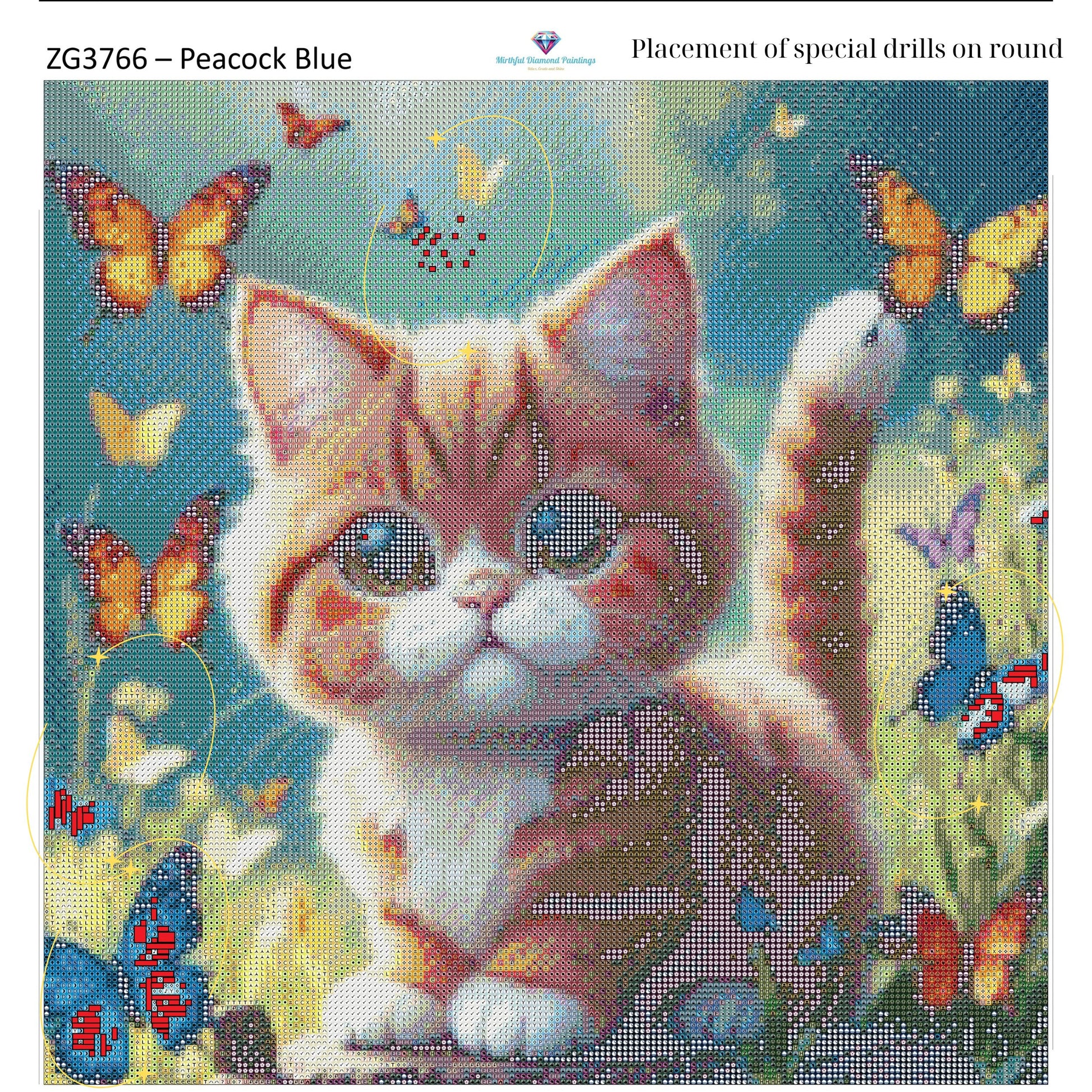 Kitty of Butterflies – Premium Diamond Painting Kit (50x50cm) Square Resin OR Round Acrylic Drills | Fantasy Cat DIY Art - Mirthful Diamond Paintings