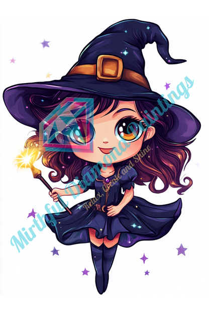 Mini Chibi Collection - Witches. 6 Canvases 15x20cm Premium Diamond Painting Kit Hand charted