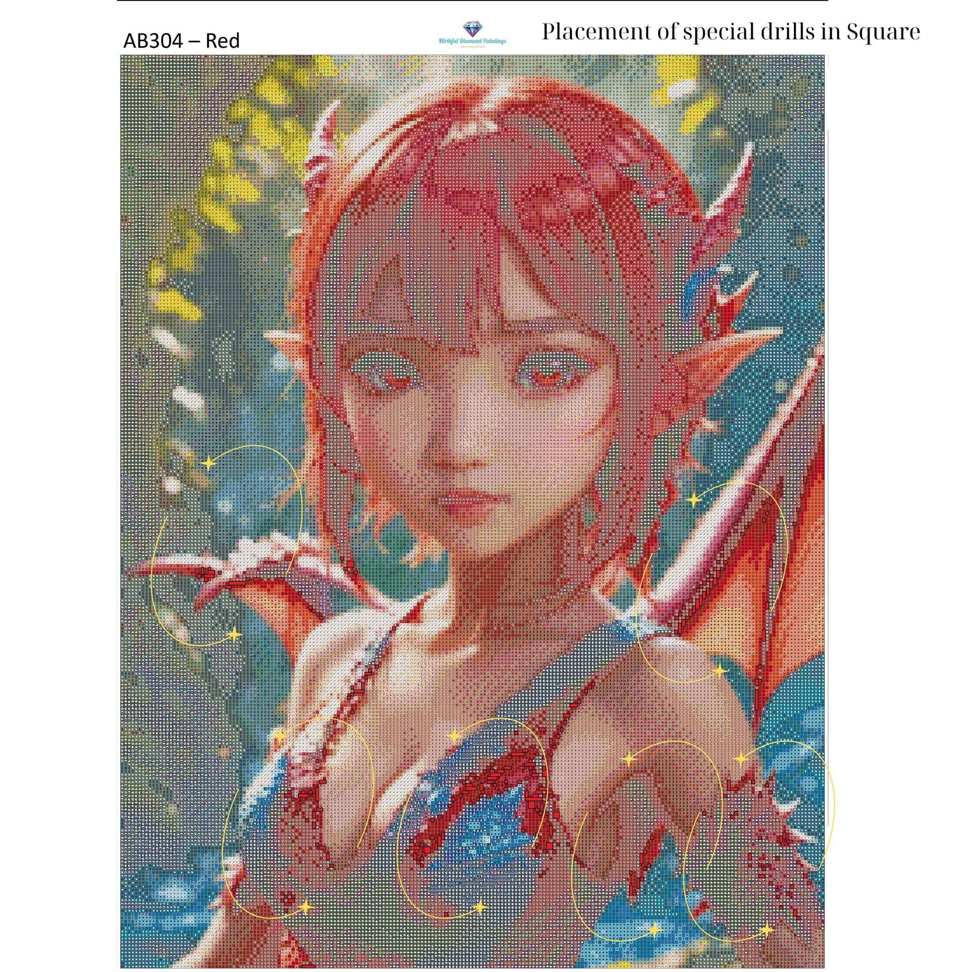 Emberborn Enchantress – 50x65cm Diamond Painting Kit | Fiery Fantasy Dragon Girl Design